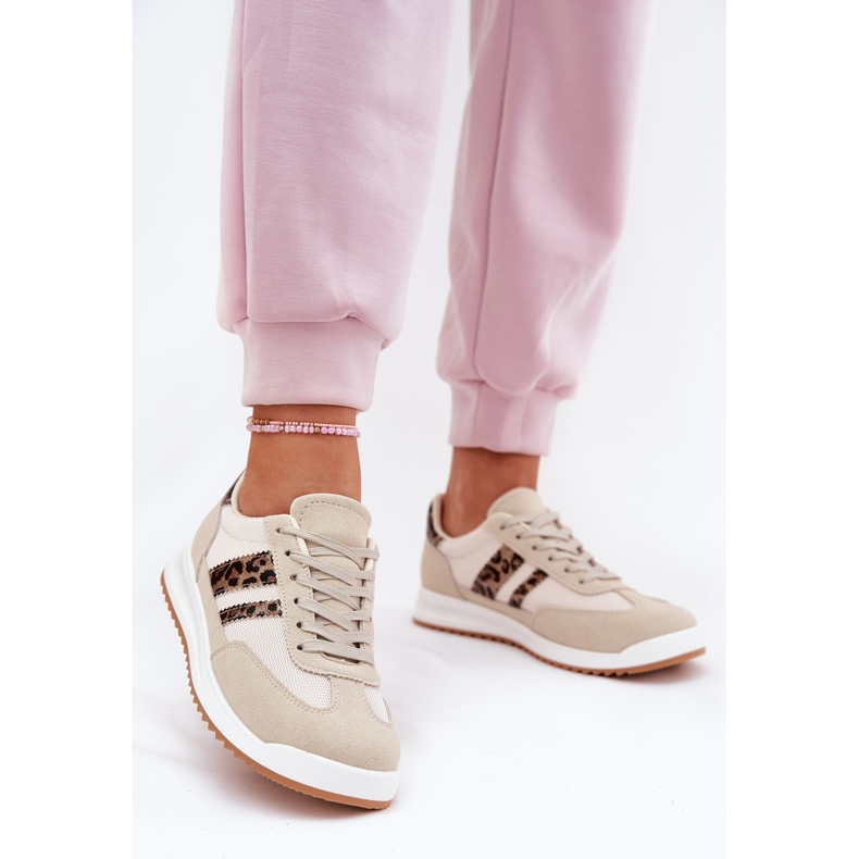 Evento Dámské tenisky s ekologickým semišovým leopardem béžový 2 Evento Dámské tenisky s ekologickým semišovým leopardem béžový 2