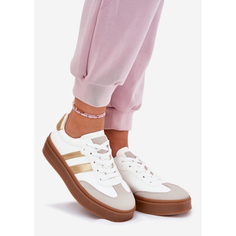 Evento Dámské tenisky na platformě s ekologickou koženou bílou a zlatou bílý 1