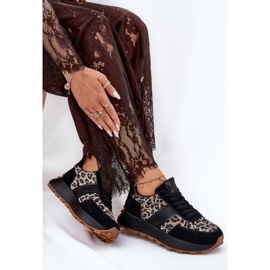 Dámské semišové tenisky na platformě Leopard Vinceza 66793 Black černý 2
