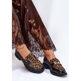 Kožená vázaná mokasíny Leopard Vinceza 66790 černá 5
