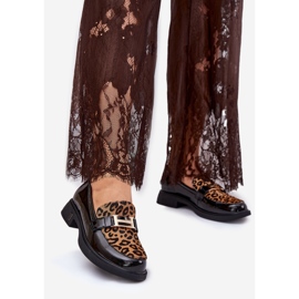 Kožená vázaná mokasíny Leopard Vinceza 66790 černá 1