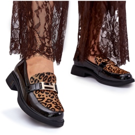 Kožená vázaná mokasíny Leopard Vinceza 66790 černá 9