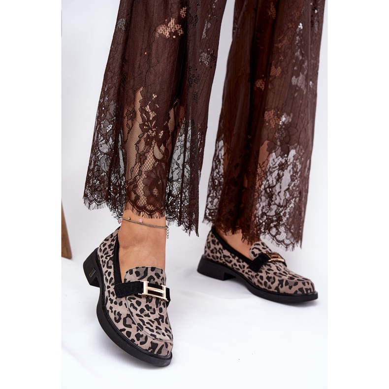 Suede Moccasins Dámské vinceza 66792 Šedý leopardský tisk šedá 2