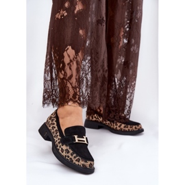 Suede Moccasins Dámské vinceza 66791 Černý leopard tisk černá 2