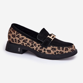 Suede Moccasins Dámské vinceza 66791 Černý leopard tisk černá 4