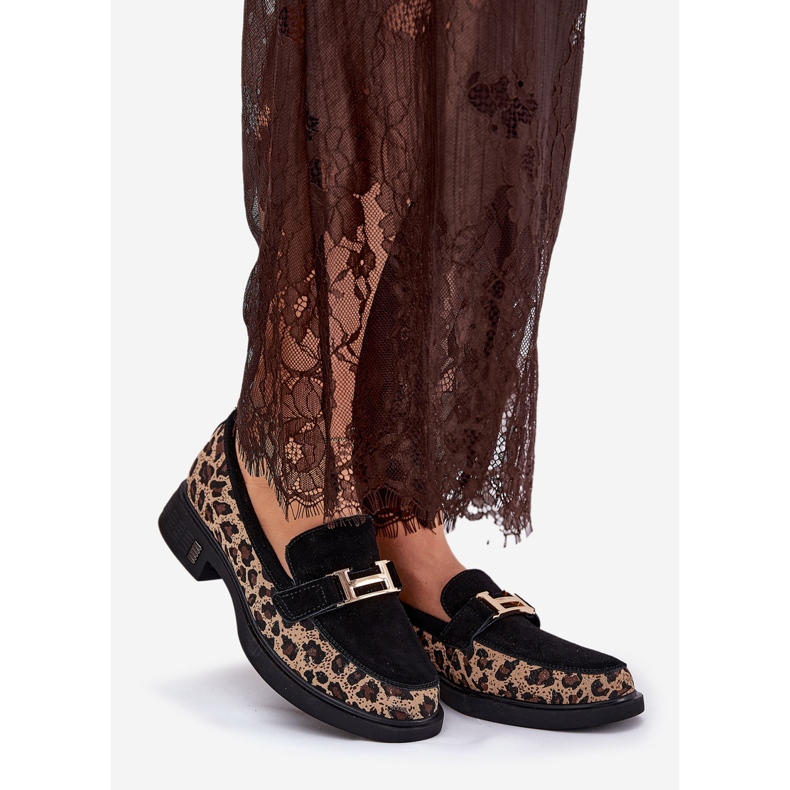 Suede Moccasins Dámské vinceza 66791 Černý leopard tisk 1