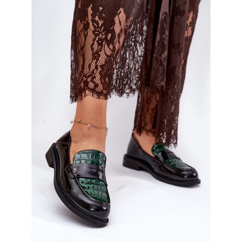 Malované ženské kožené mokasiny Vinceza 91125 Green-Black černý 2