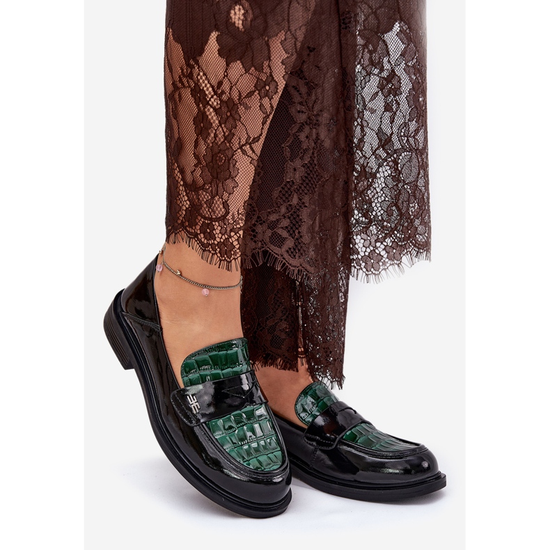 Malované ženské kožené mokasiny Vinceza 91125 Green-Black černá 1 Malované ženské kožené mokasiny Vinceza 91125 Green-Black černá 1