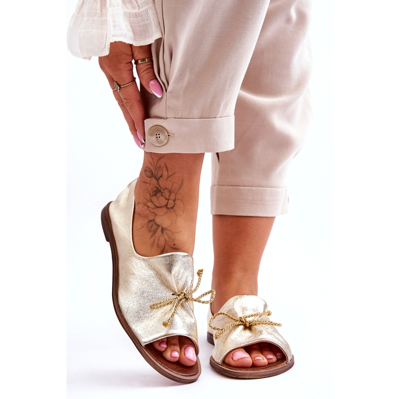 Dámské kožené baleríny zazoo 2660/064 PLN zlatý 1