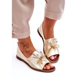 Dámské kožené baleríny zazoo 2660/064 PLN zlatý 2