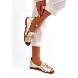 Dámské kožené baleríny zazoo 2660/064 PLN zlatý 4