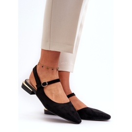 Dámské baleríny na nízkém podpatku s otevřenými podpatky Sergio Leone SK831 Black černá 1