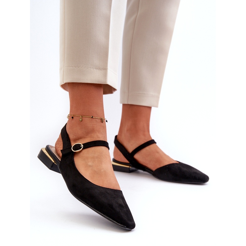 Dámské baleríny na nízkém podpatku s otevřenými podpatky Sergio Leone SK831 Black černá 2