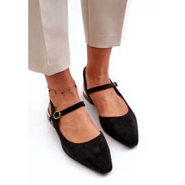 Dámské baleríny na nízkém podpatku s otevřenými podpatky Sergio Leone SK831 Black černá 3