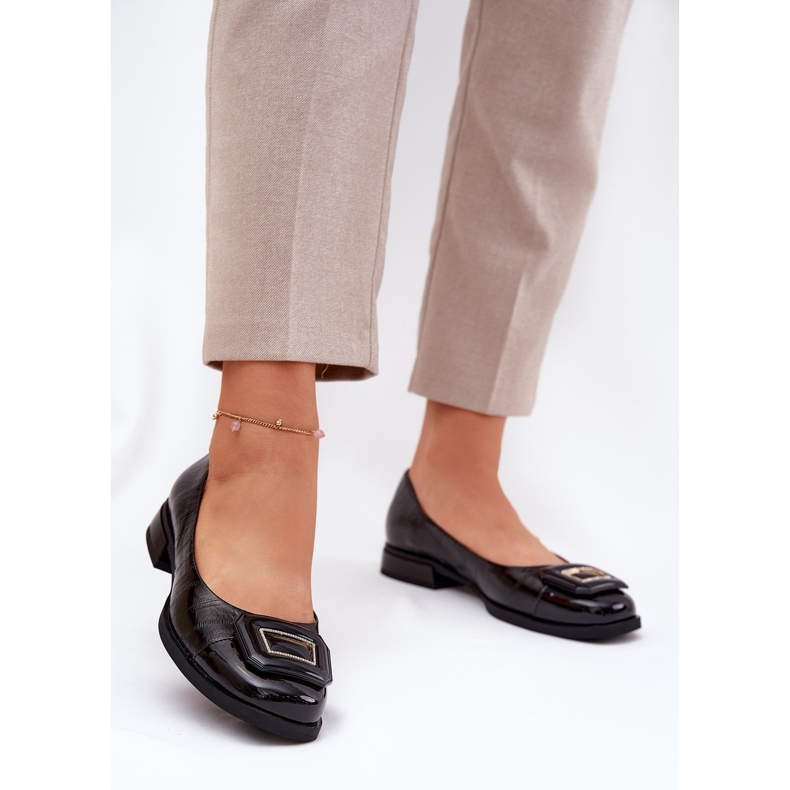 S.Barski Kožené baleríny s dekorací Mk51-059 Černá 2