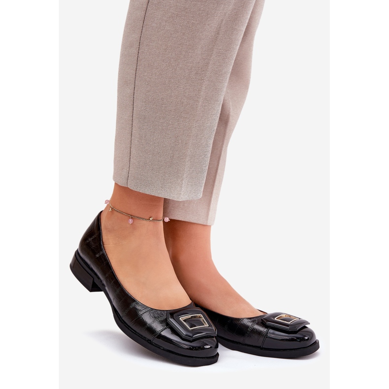 S.Barski Kožené baleríny s dekorací Mk51-059 Černá 1