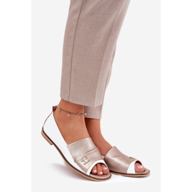 Kožená elegantní balerína s holými prsty zazoo 1865 bílá a zlaté bílý 1 Kožená elegantní balerína s holými prsty zazoo 1865 bílá a zlaté bílý 1