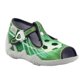 Befado dětské boty, pantofle 217p093 zelené s míčem zelený 1