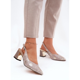 Dámské kožené sandály na sloupu s nástroji s vysokým nosem Vinceza 66733 Gold and Silver stříbro 2