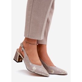 Dámské kožené sandály na sloupu s nástroji s vysokým nosem Vinceza 66733 Gold and Silver stříbrný 1