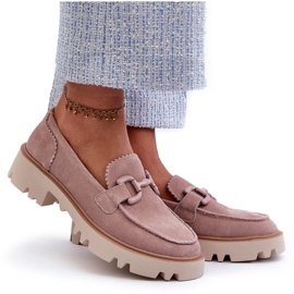 S.Barski Dámská mokasína semišové kůže s dekorací Tw117 Pink růžový 4