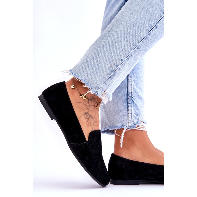 S.Barski Kožená semišová tkalcovská stanice žen s otevřeným dílem černé černá 3