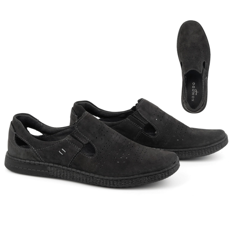 KOMODO Pánské kožené mokasínové boty 864 Black černý 1