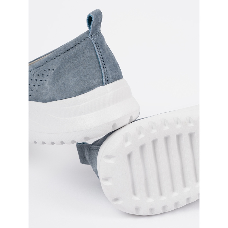 Goodin Kožené modré mokasíny na platformě modrý 2