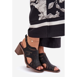 Openwork Dámské sandály na sloupu černé černý 1