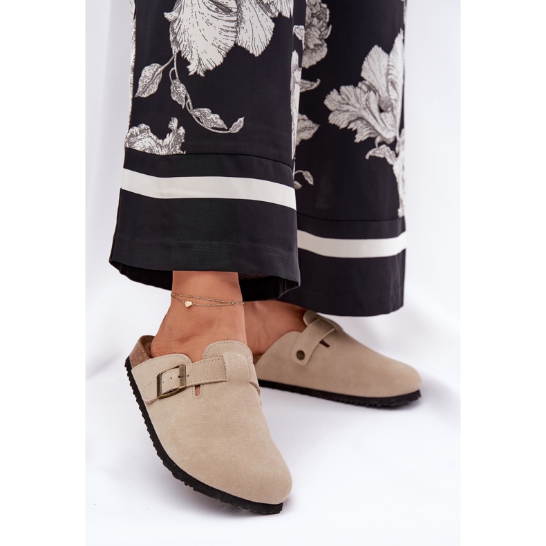 Big Star Dámské ucpávky semišové flip -flops s velkou hvězdou RR274A385 Béžová spona béžový 2