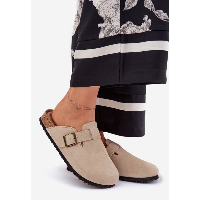 Big Star Dámské ucpávky semišové flip -flops s velkou hvězdou RR274A385 Béžová spona béžový 1