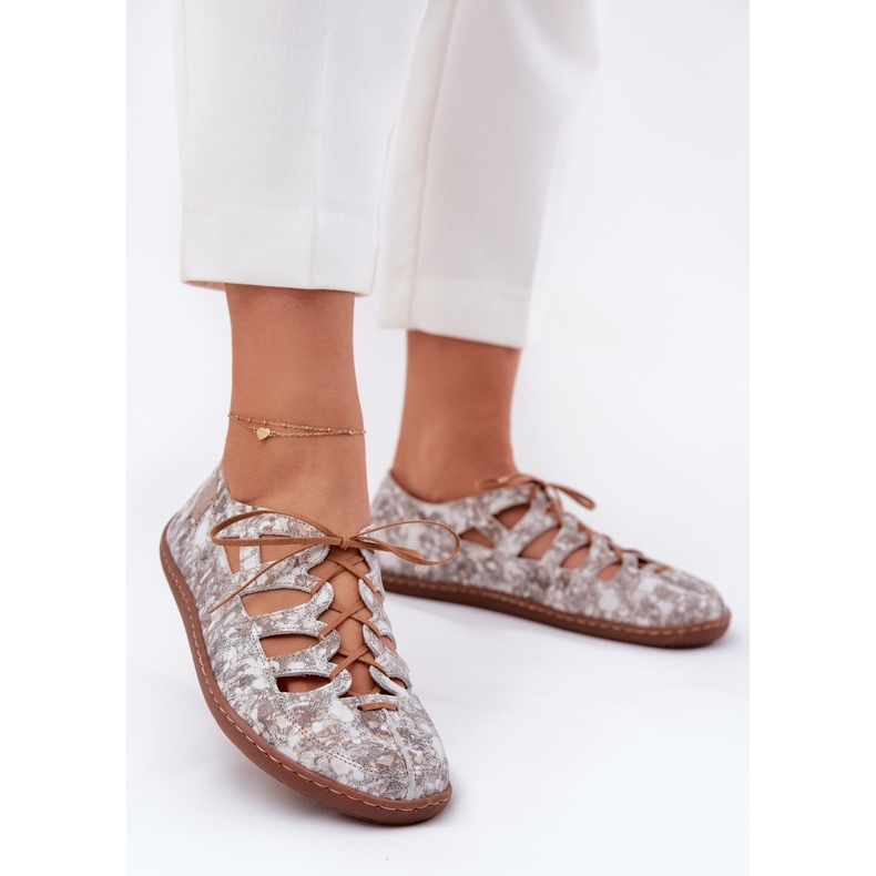 Kožené baleríny s vyříznutím Maciejka 06835-25/00-1 zlato zlatý 2