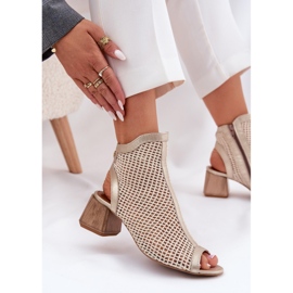 Dámské kožené vysoké podpatky s otevřenou patou Maciejka 06899-25 Golden-Beige béžový 7