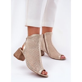 Dámské kožené vysoké podpatky s otevřenou patou Maciejka 06899-25 Golden-Beige béžový 2