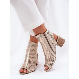 Dámské kožené vysoké podpatky s otevřenou patou Maciejka 06899-25 Golden-Beige béžový 3