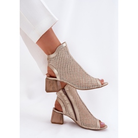 Dámské kožené vysoké podpatky s otevřenou patou Maciejka 06899-25 Golden-Beige béžový 8
