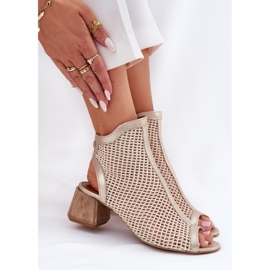 Dámské kožené vysoké podpatky s otevřenou patou Maciejka 06899-25 Golden-Beige béžový 9