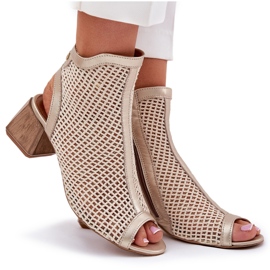 Dámské kožené vysoké podpatky s otevřenou patou Maciejka 06899-25 Golden-Beige béžový 10