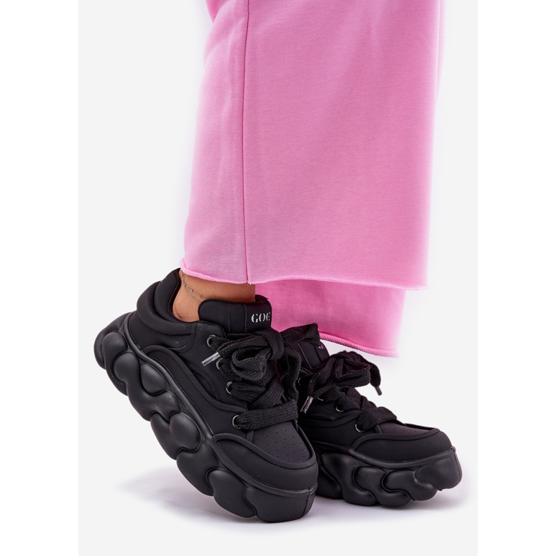 Dámské kožené tenisky na masivní platformě Goe RR2N4044 Black černá 1