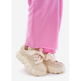 Dámské kožené tenisky na masivní platformě Goe RR2N4043 BEIGE béžový 1