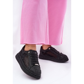 Zdobené tenisky na černé platformě Goe NN2N4021 černý 2