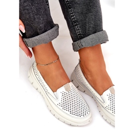 Evento Světle kožená otevřená mokamaty 24pb18-6870 bílá bílý 4