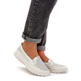 Evento Světle kožená otevřená mokamaty 24pb18-6870 bílá bílý 1