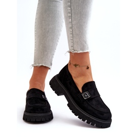 Vinceza Dámské eko-neledentní černé mokasíny s dekorativním pásem a koženou vložkou černá 3