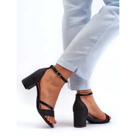 Vinceza Dámské třpytky 20244 na nízkém sloupu černé černá 3