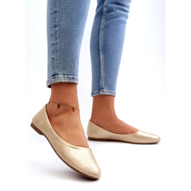 Kožené klasické zlaté baleríny zlatý 2