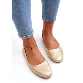 Kožené klasické zlaté baleríny zlatý 3