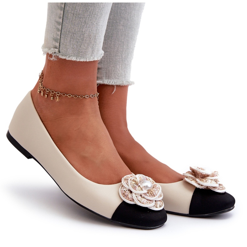 Seastar Dámské baleríny Eco Leather s dekorativní perlou béžovou béžový 5