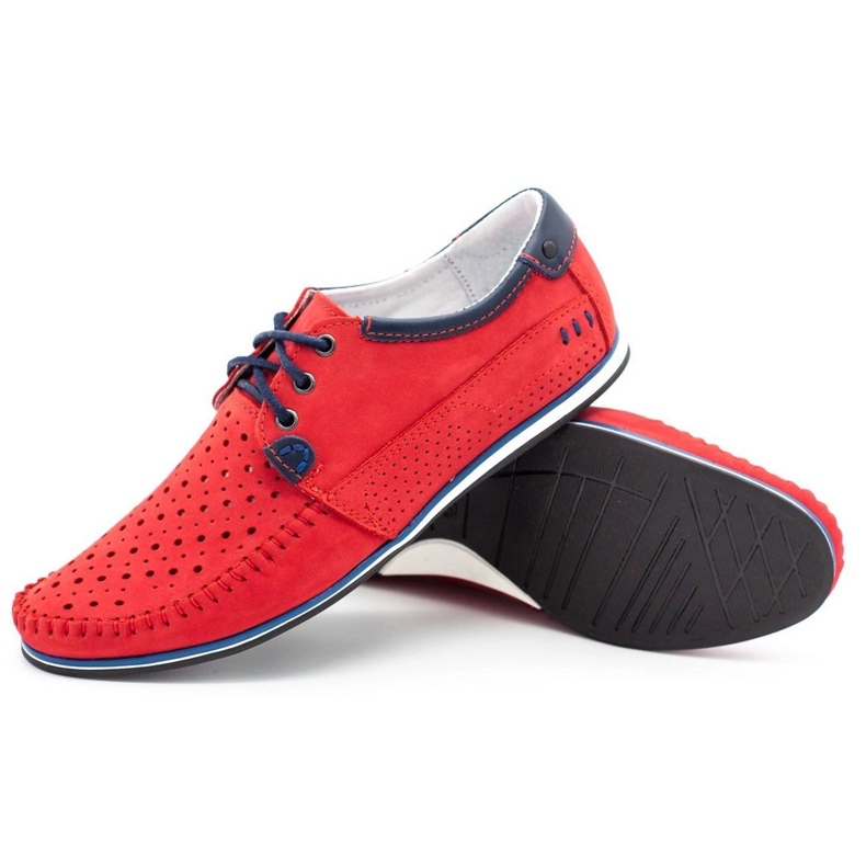 KOMODO Pánské boty kožené mokasíny 875 na léto červené 3