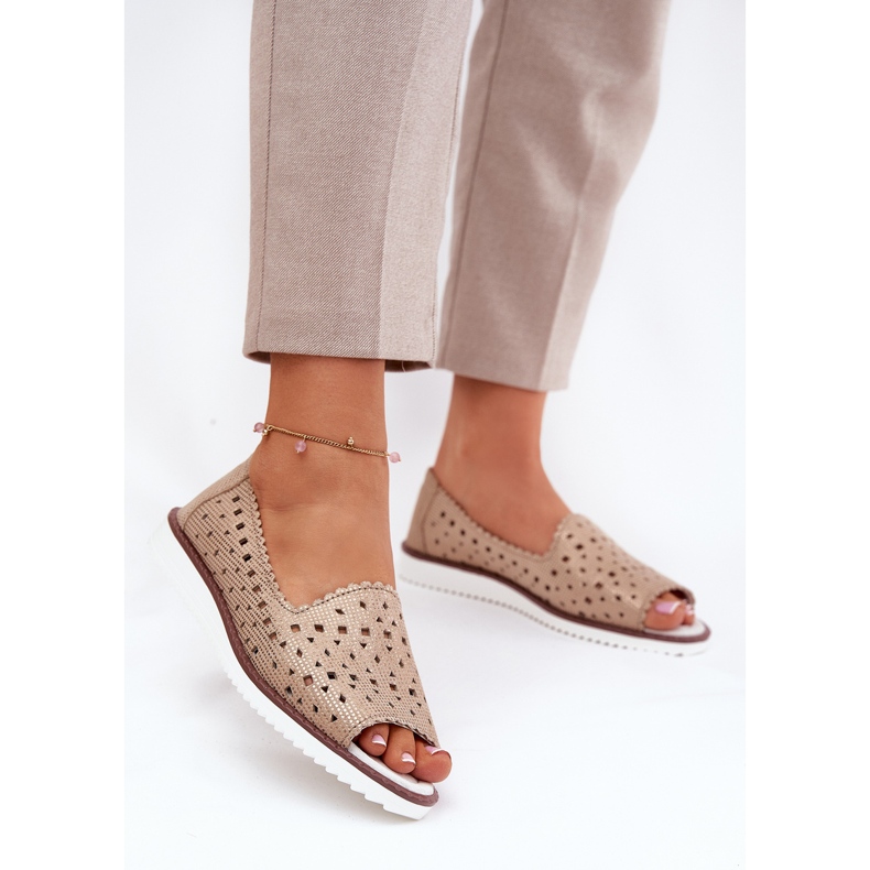 S.Barski Baleríny s otevřeným dílem s holými prsty S. Barski LR51-922 Zlato zlatý 2